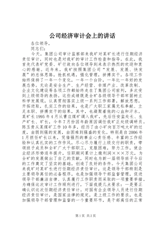 公司经济审计会上的讲话发言