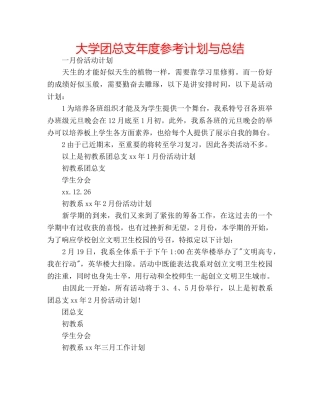 大学团总支年度参考计划与总结 
