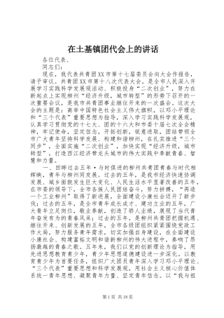 在土基镇团代会上的讲话发言