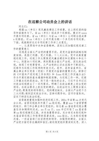 在巡察公司动员会上的讲话发言
