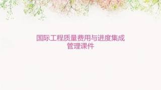 国际工程质量费用与进度集成管理课件