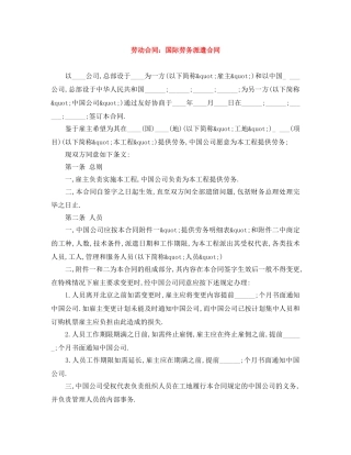 劳动合同：国际劳务派遣合同 