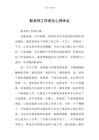 新教师工作感言心得体会