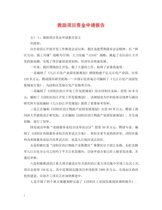 救助项目资金申请报告 