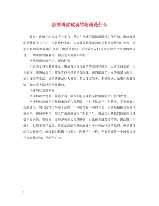 洛丽玛丝玫瑰的花语是什么 
