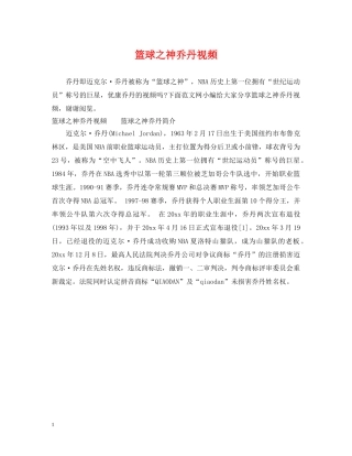 篮球之神乔丹视频 