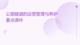公路隧道的运营管理与养护要点课件