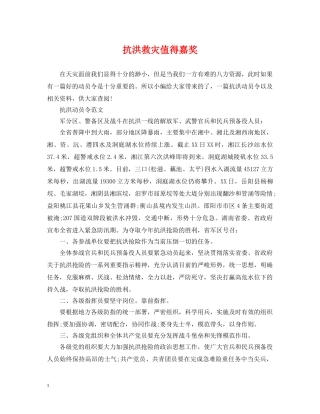 抗洪救灾值得嘉奖 