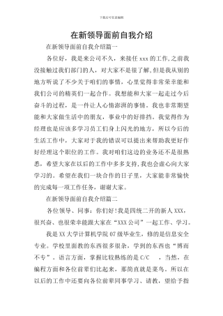 在新领导面前自我介绍