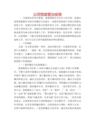 公司党政管治安排 
