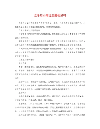 立冬后小雨过后野钓好吗 