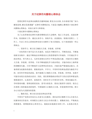 关于纪律作风整顿心得体会 