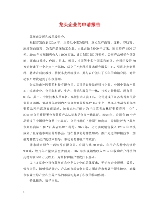 龙头企业的申请报告 
