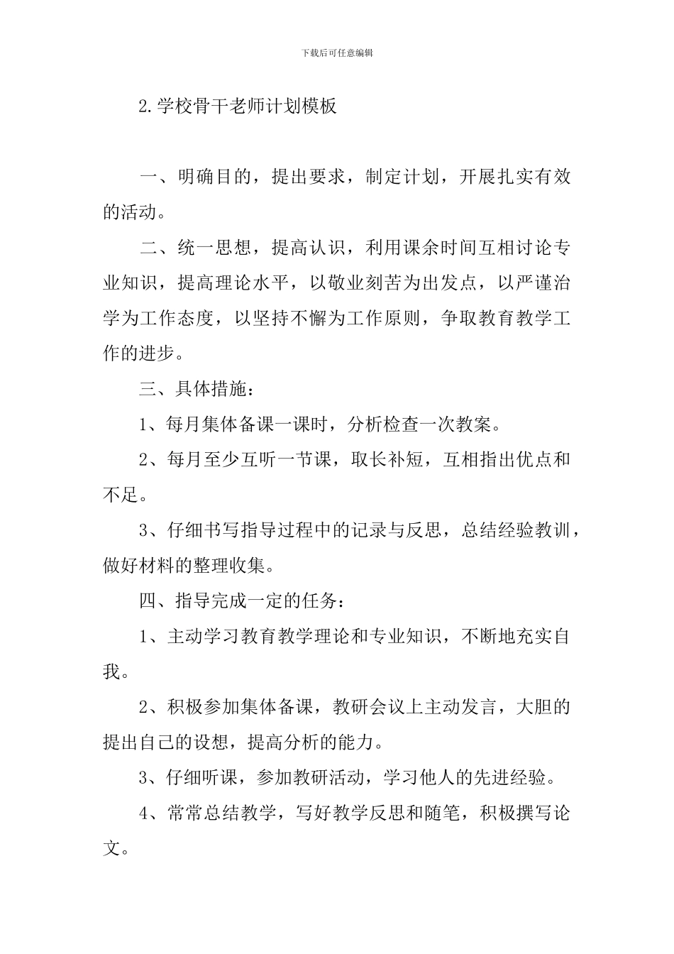 学校骨干教师计划模板_第2页
