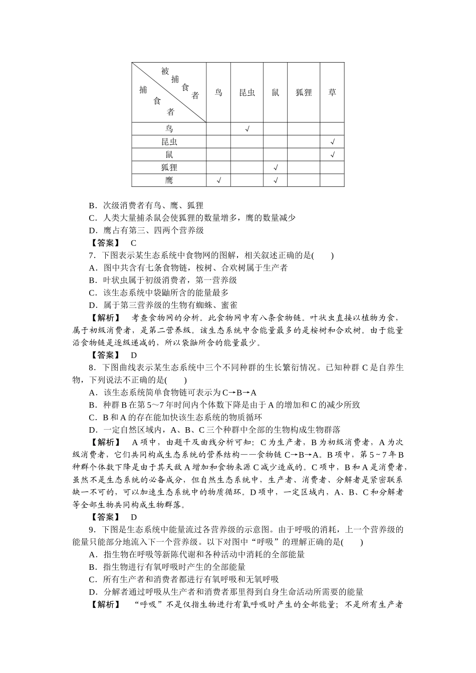 龙门亮剑高三生物一轮复习 第6章 生态环境的保护单元检测 新人教版必修3 _第2页