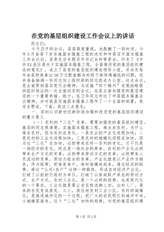 在党的基层组织建设工作会议上的讲话发言_1