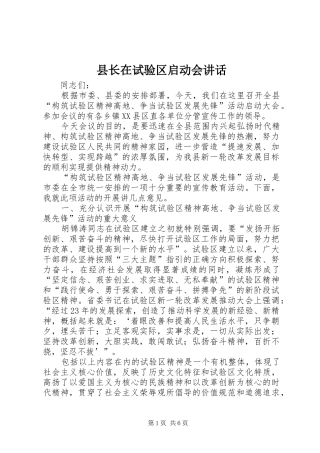 县长在试验区启动会讲话发言