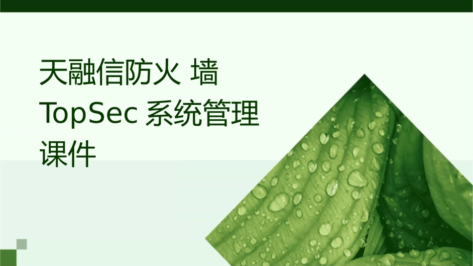 天融信防火墙TOPSEC系统管理课件_第1页