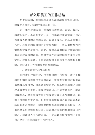 新入职员工的工作总结