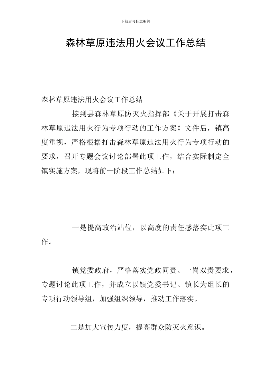 森林草原违法用火会议工作总结_第1页