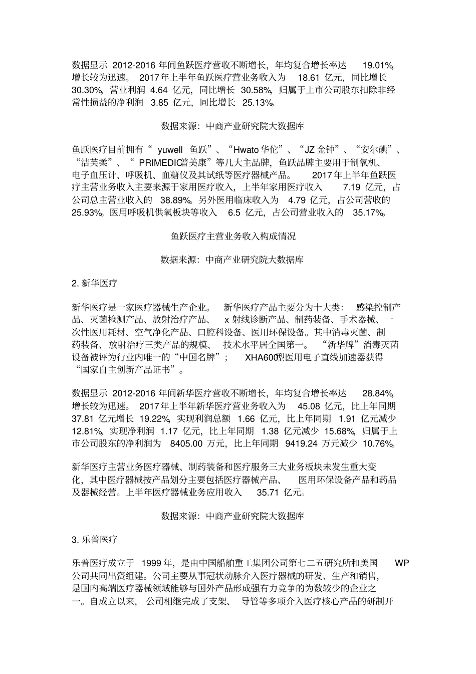 医疗器械行业A股上公司业绩大比拼_第2页
