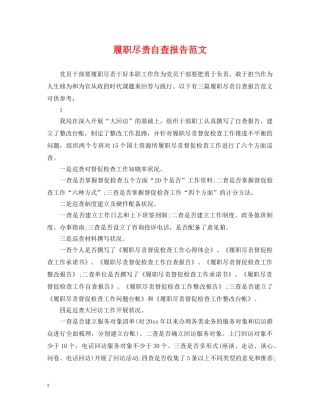 履职尽责自查报告范文 