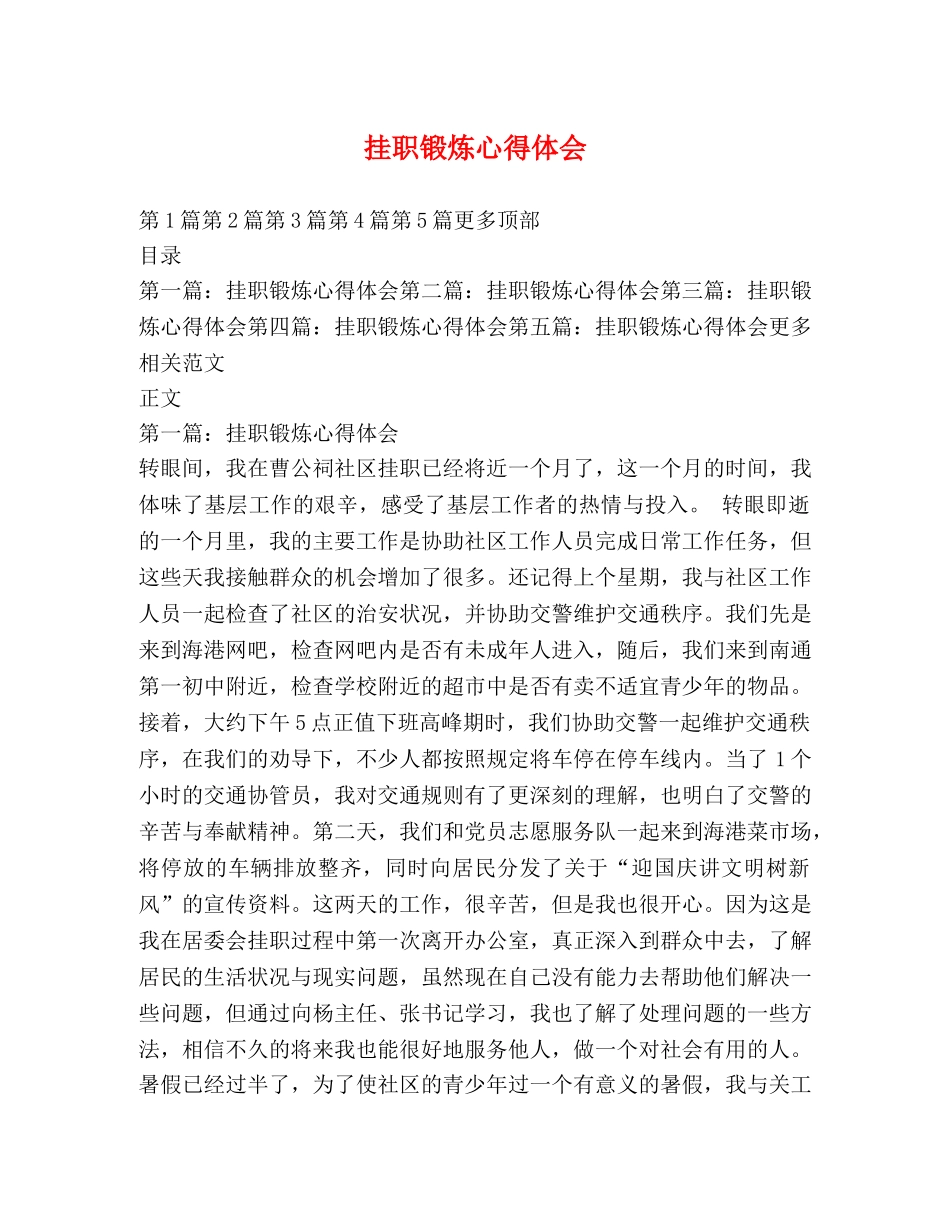 挂职锻炼心得体会 _第1页