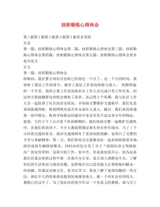 挂职锻炼心得体会 