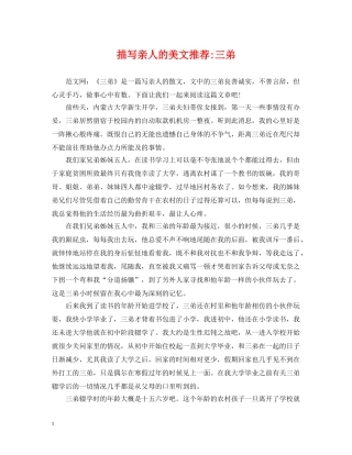 描写亲人的美文推荐-三弟 