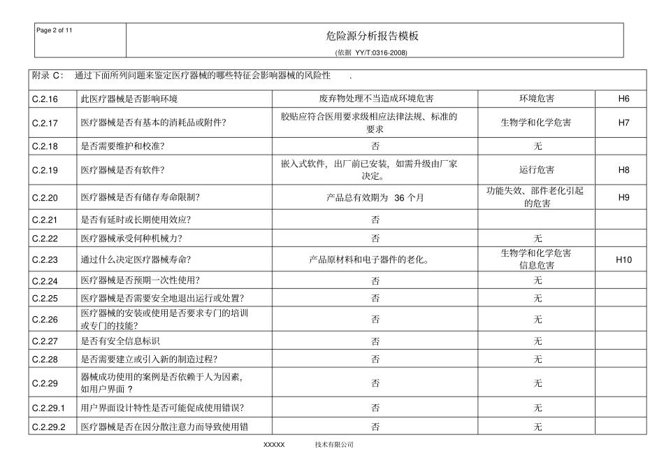 医疗器械风险管理危险源分析模板剖析_第2页