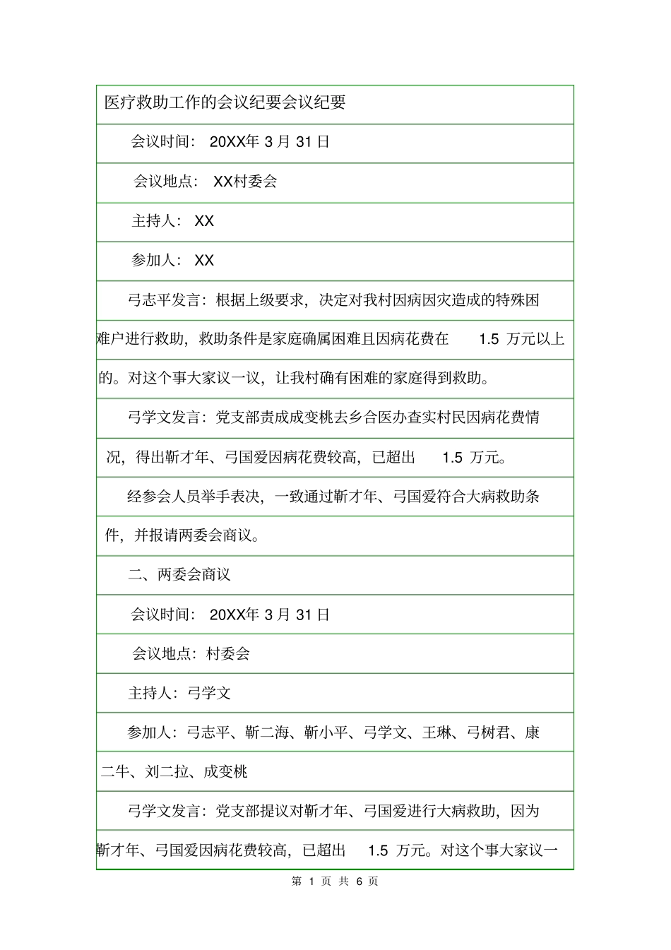 医疗救助工作的会议纪要会议纪要_第1页