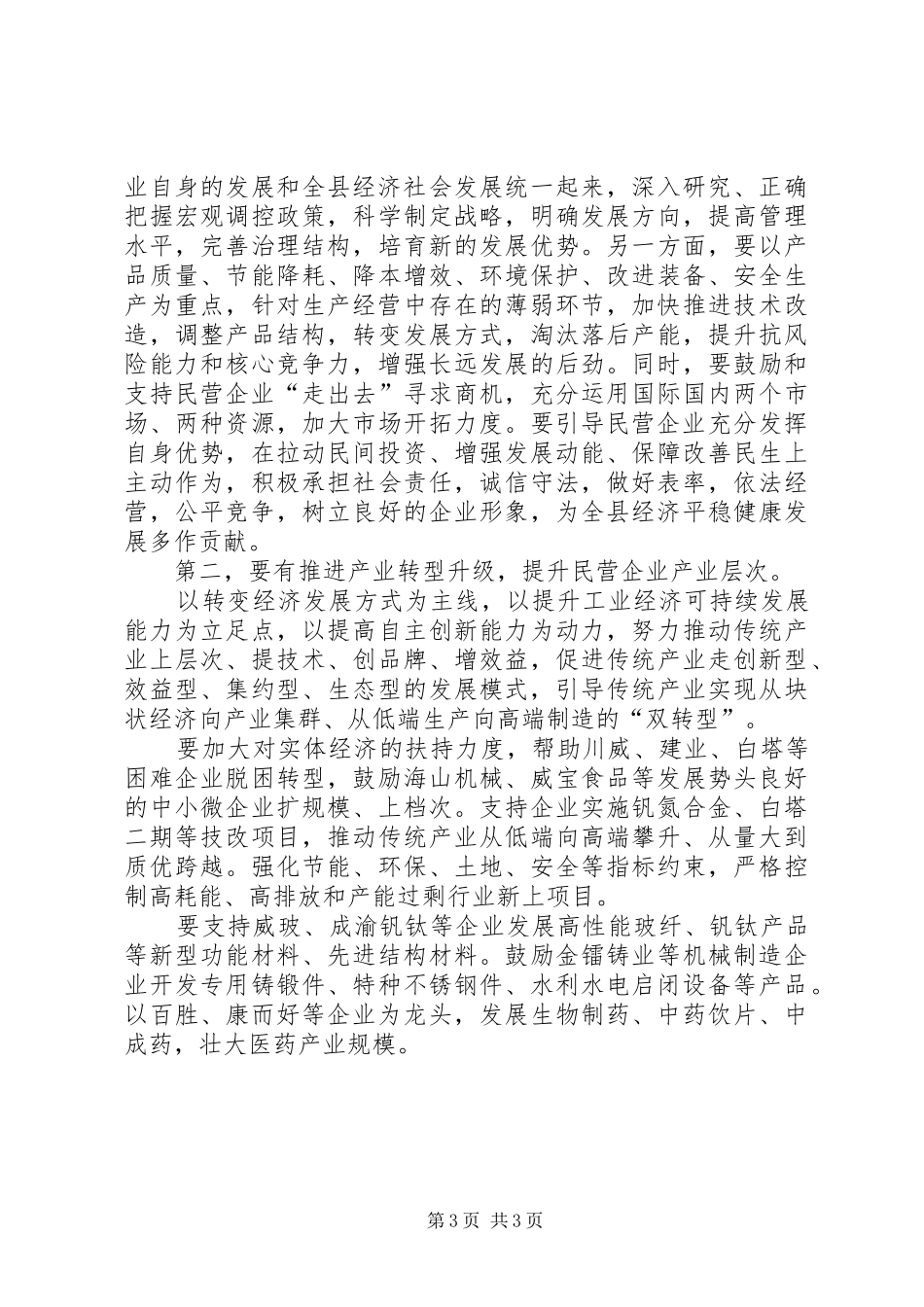 在全县民营经济工作领导小组协调会议上的讲话发言_第3页