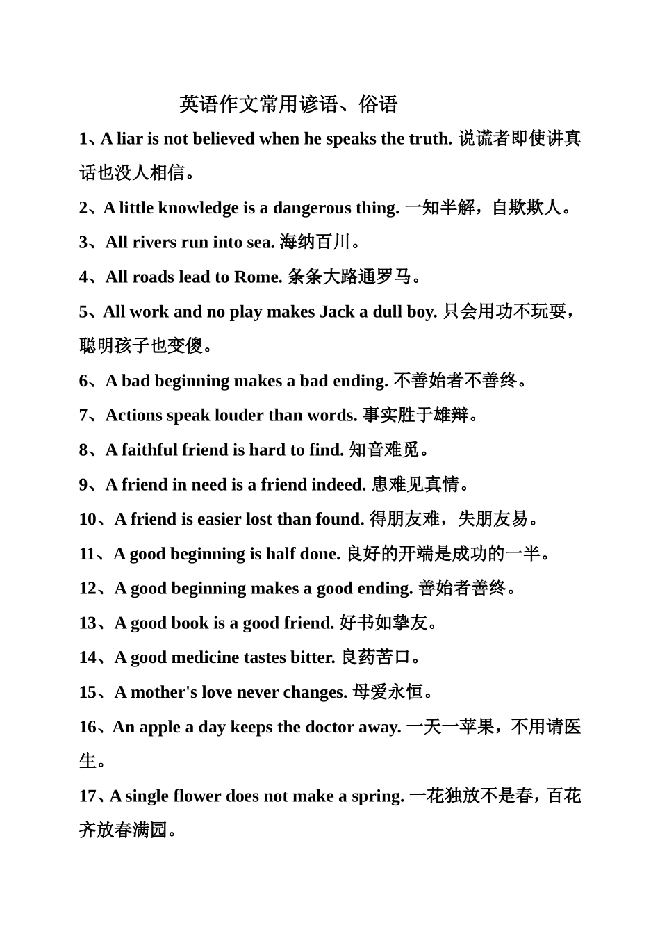 英语作文常用谚语_第1页