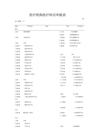 医疗机构医疗科目申报表