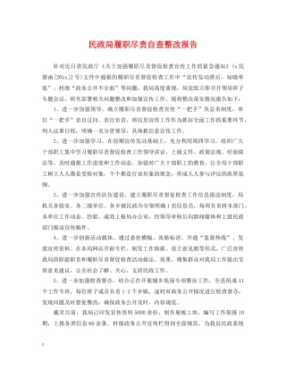 民政局履职尽责自查整改报告 