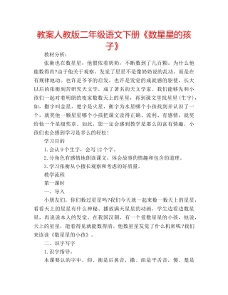 教案人教版二年级语文下册《数星星的孩子》 