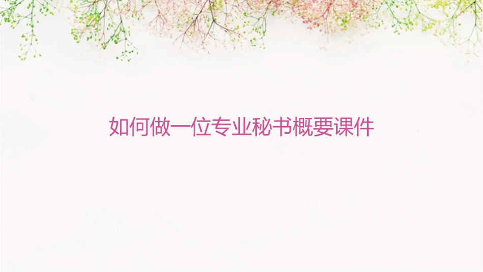 如何做一位专业秘书概要课件_第1页