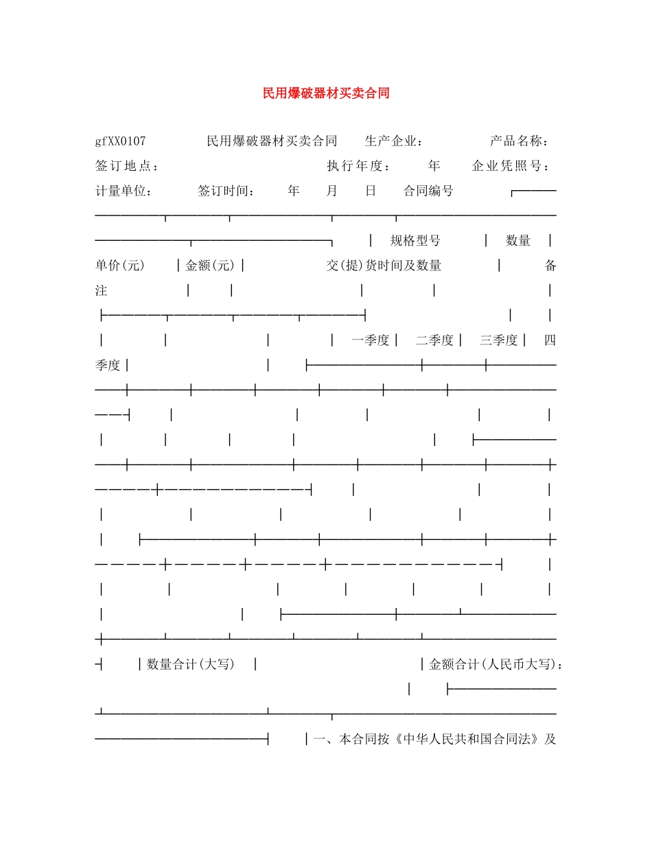 民用爆破器材买卖合同 _第1页
