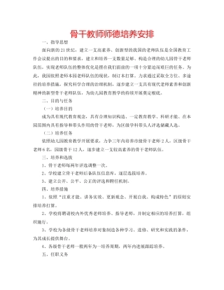 骨干教师师德培养安排 