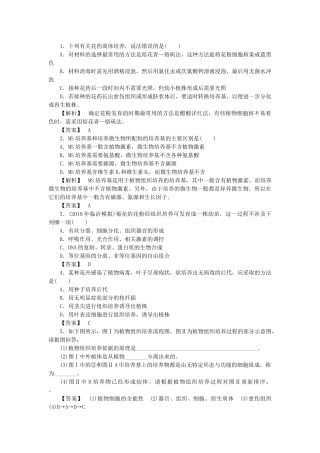 龙门亮剑高三生物一轮复习 专题3 植物的组织培养技术练习 新人教版选修1 