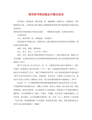 领导春节联欢晚会开幕式讲话 