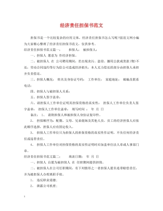 经济责任担保书范文 