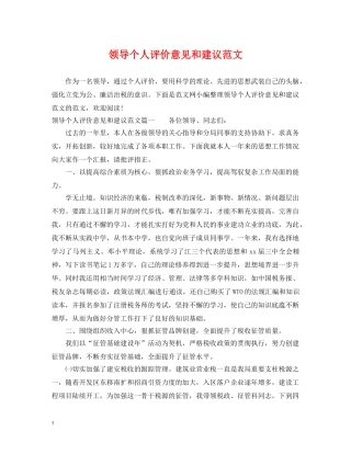 领导个人评价意见和建议范文 