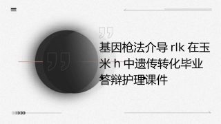 基因枪法介导RLK在玉米H中遗传转化毕业答辩护理课件