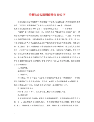 毛概社会实践调查报告3000字 