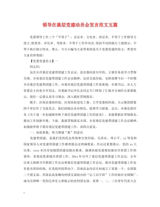 领导在基层党建动员会发言范文五篇 