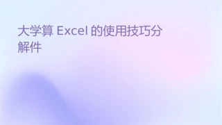 大学计算机Ecel的使用技巧分解课件