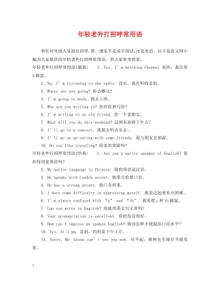 年轻老外打招呼常用语 