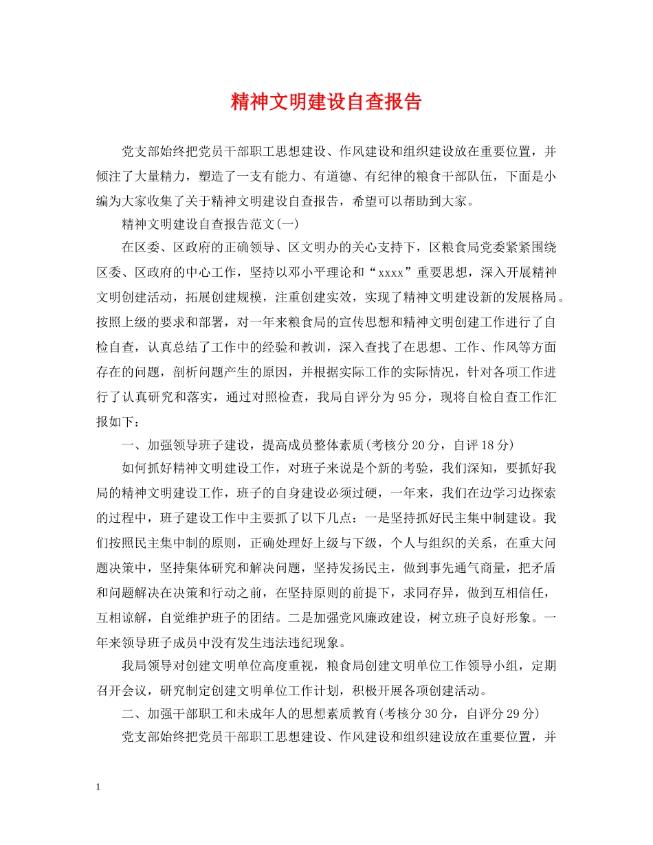 精神文明建设自查报告 _第1页