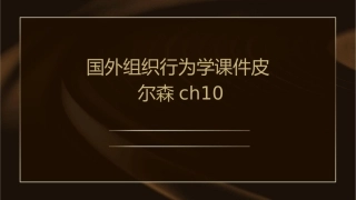 国外组织行为学课件皮尔森ch10